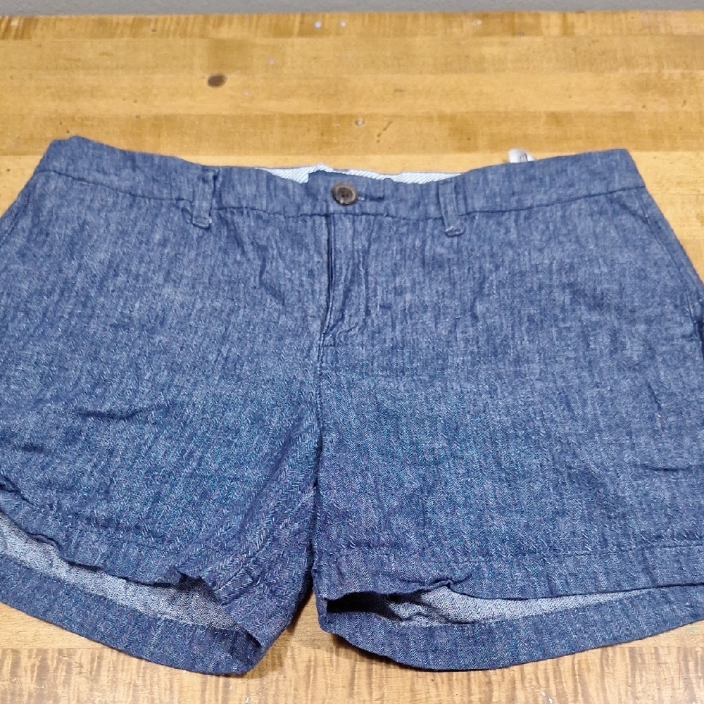 Old Navy‎ Everday Shorts Cotton Linen Blend 4" Inseam Size 8 Chambray Lt weight